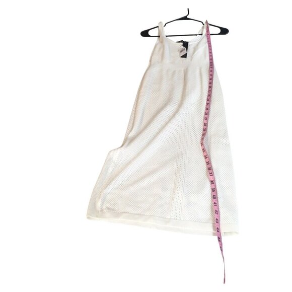 90s Sleeveless Maxi Dress Women Medium Ivory White Open Knit Party Resort Club - Picture 4 of 16